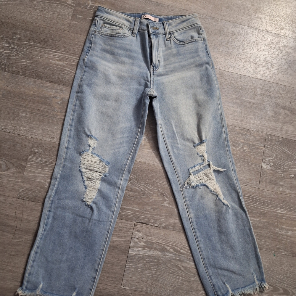 SO Light Blue Distressed Straight Leg Jeans